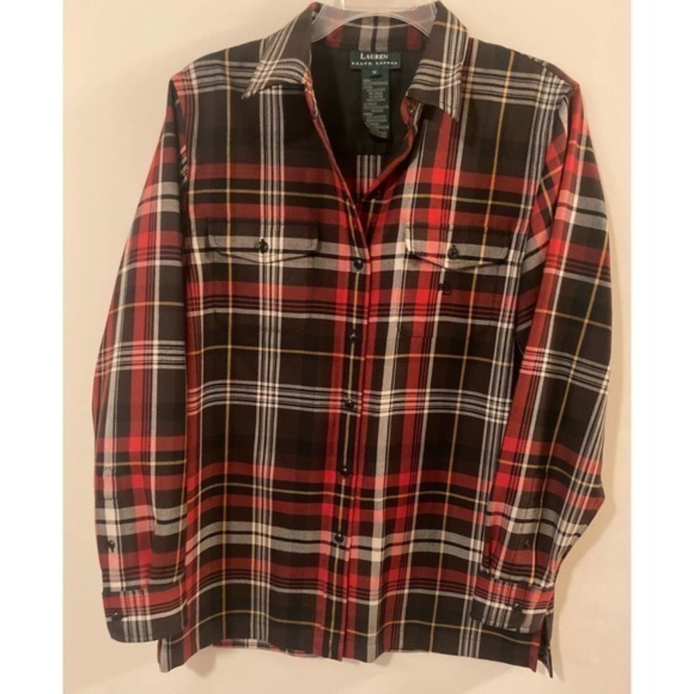 Women’s Vintage Ralph Lauren‎ Worsted Wool Shirt M Red Black